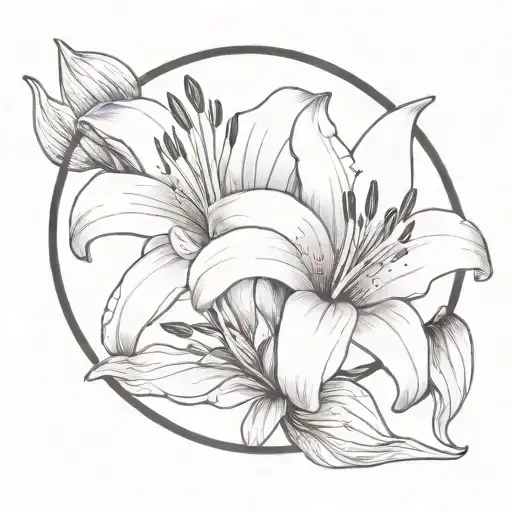 Police badge and Pink asiatic lilies intertwined tattoo design idea