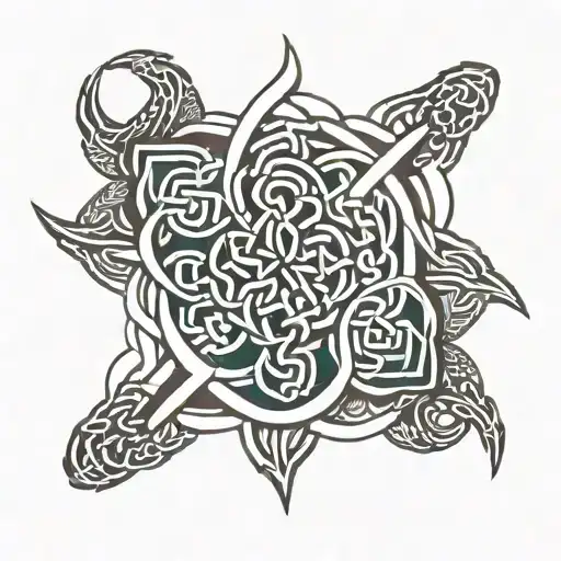 celtic knot with dates below tattoo design idea