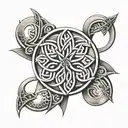 celtic knot with dates below tattoo design idea