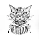 cat with accordion tattoo design idea