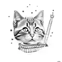cat with accordion tattoo design idea
