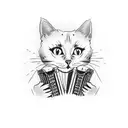 cat with accordion tattoo design idea