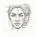 Three expressions: crying face, smiling face, angry face tattoo design idea