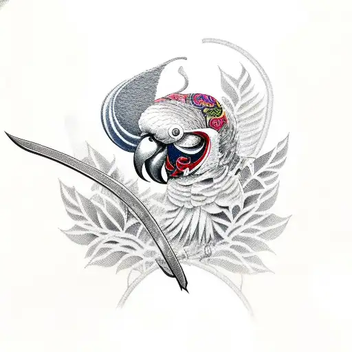 Cockatoo Grim reaper with gum leaves  tattoo design idea
