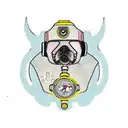 A dog wearing scuba gear diving underwater tattoo design idea