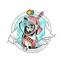 A dog wearing scuba gear diving underwater tattoo design idea