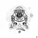 A dog wearing scuba gear diving underwater tattoo design idea