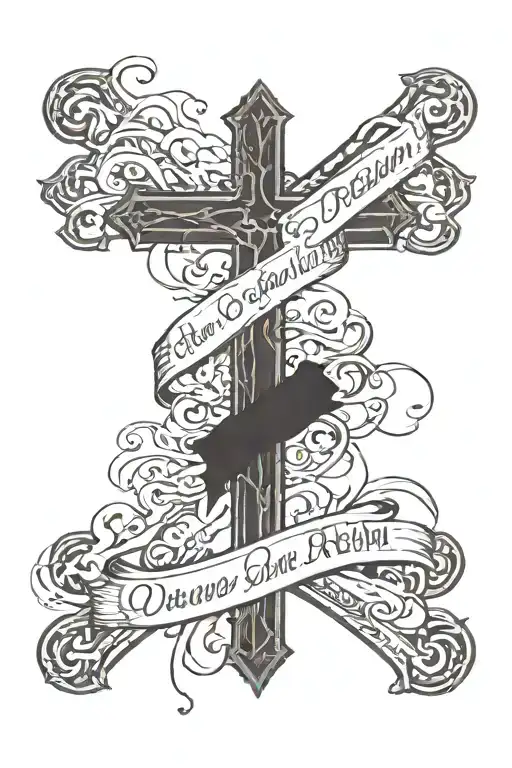 cross with the words "When you have a dream, you've got to grab it and never let go." written in it for a man tattoo design idea