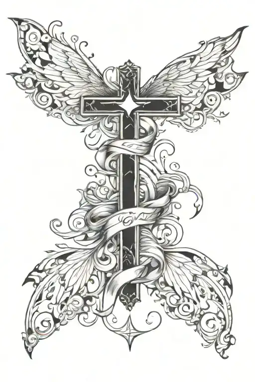 cross with the words "When you have a dream, you've got to grab it and never let go." in it tattoo design idea