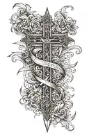 cross with the word "When you have a dream, you've got to grab it and never let go." tattoo design idea