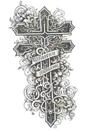 cross with the word "When you have a dream, you've got to grab it and never let go." tattoo design idea