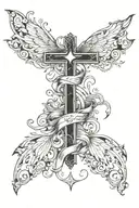 cross with the words "When you have a dream, you've got to grab it and never let go." in it tattoo design idea