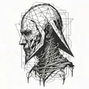 Silent Hill's Pyramide Head character is full of wires in his body tattoo design idea