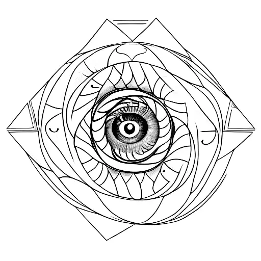 5 elements of scared geometry, fibonacci spiral, eye, god tattoo design idea
