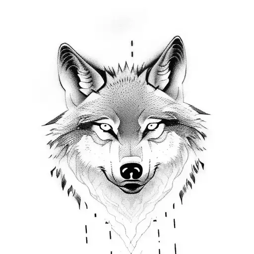 A wolf howling at the moon with a silhouette of a second wolf in the background tattoo design idea