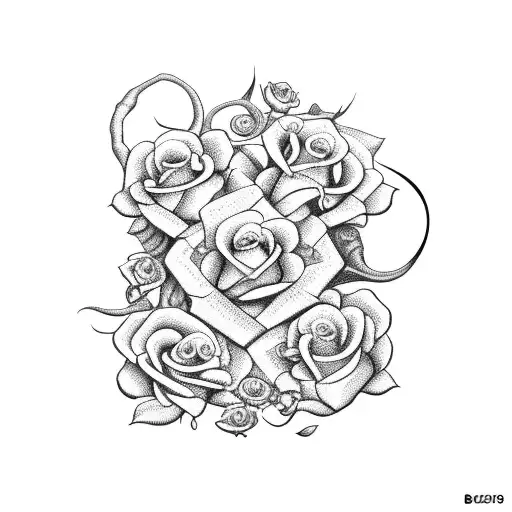 Medusa with roses  tattoo design idea