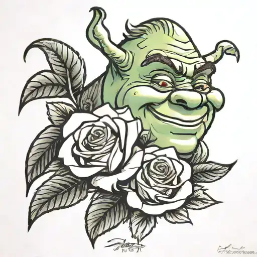 shrek rose tattoo design idea