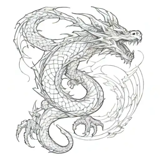 full length dragon from head to tail for half sleeve  tattoo design idea