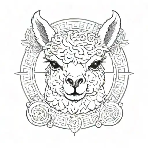 alpaca circle tattoo design idea
