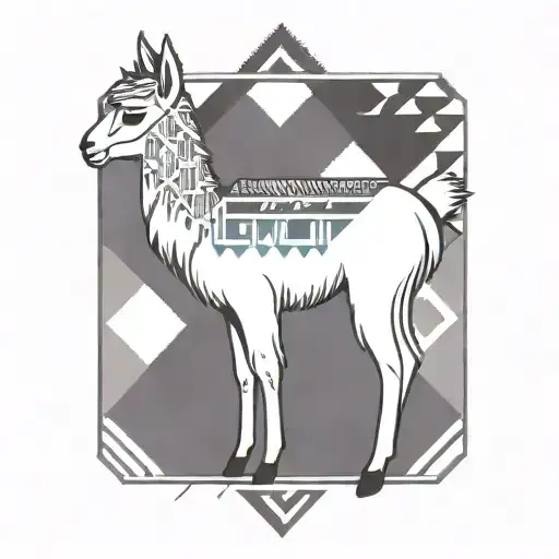 llama circle shape tattoo design idea