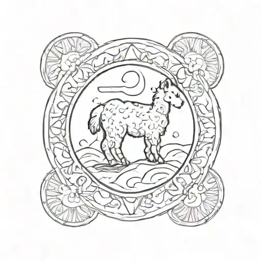 alpaca circle surrounding tattoo design idea
