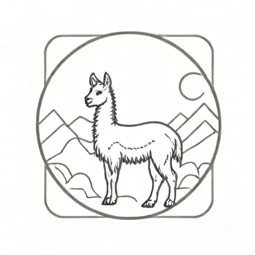 alpaca circle tattoo design idea