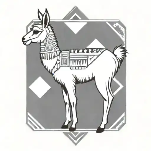 llama circle shape tattoo design idea