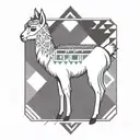 llama circle shape tattoo design idea