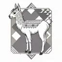 llama circle shape tattoo design idea