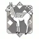 llama circle shape tattoo design idea