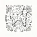 alpaca circle surrounding tattoo design idea
