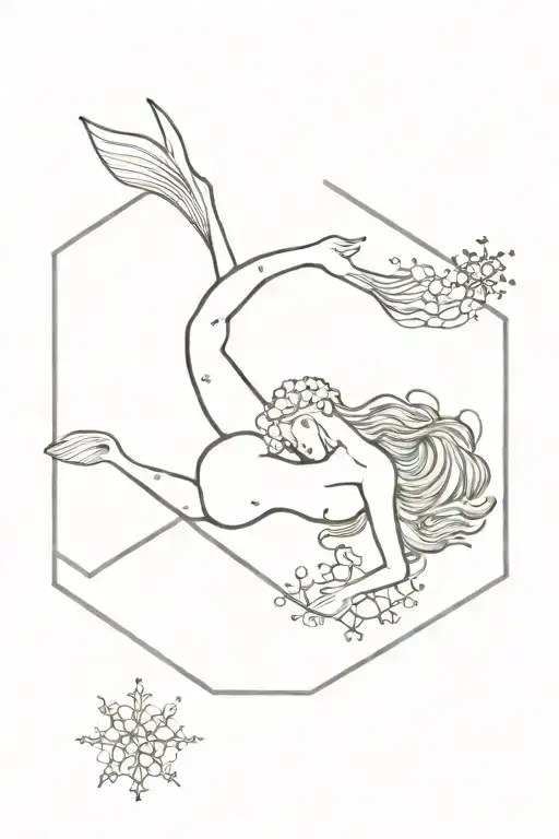mermaid holding a snowflake tattoo design idea