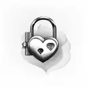 heart lock with name inside key  tattoo design idea