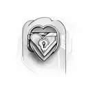heart lock with name inside key  tattoo design idea