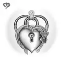 heart lock and keywith name inside key  tattoo design idea