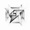 letter E mathematic type square tattoo design idea