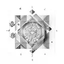 letter E mathematic type square tattoo design idea