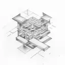 letter E mathematic type square tattoo design idea