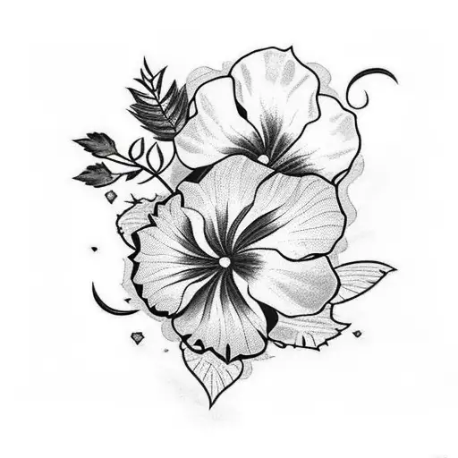 black Panther with hibiscus and roses tattoo design idea