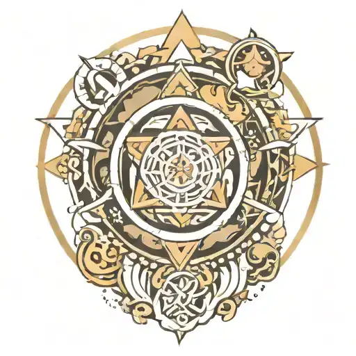 A design consisting of the earth element, inner happiness and success symbols. tattoo design idea