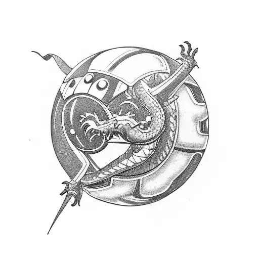 thr 4 starts dragon ball, the ball is hold by a dragon tattoo design idea