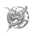 thr 4 starts dragon ball, the ball is hold by a dragon tattoo design idea