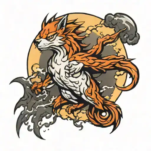 thunder with full moon tattoo design idea