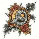 thunder with full moon tattoo design idea