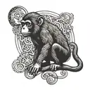 monkey and moon tattoo design idea