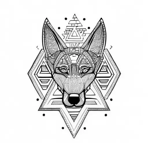 Aztec Geometric Belgian Malinois anime tattoo design idea