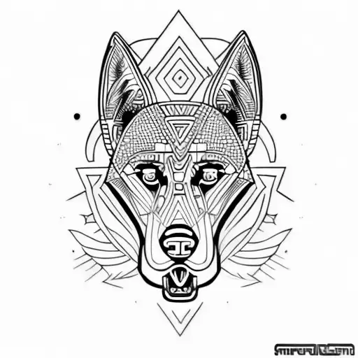 Aztec Belgian Malinois black muzzle tattoo design idea