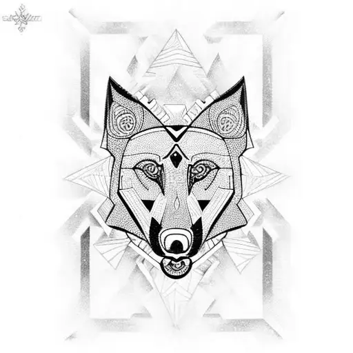 Aztec Geometric Belgian Malinois  tattoo design idea