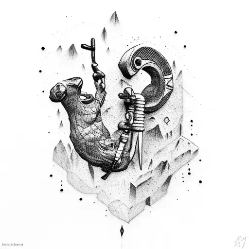 rock climber hammer and piton tattoo design idea