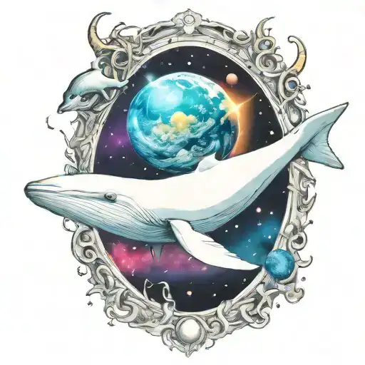 beluga whale in space tattoo design idea